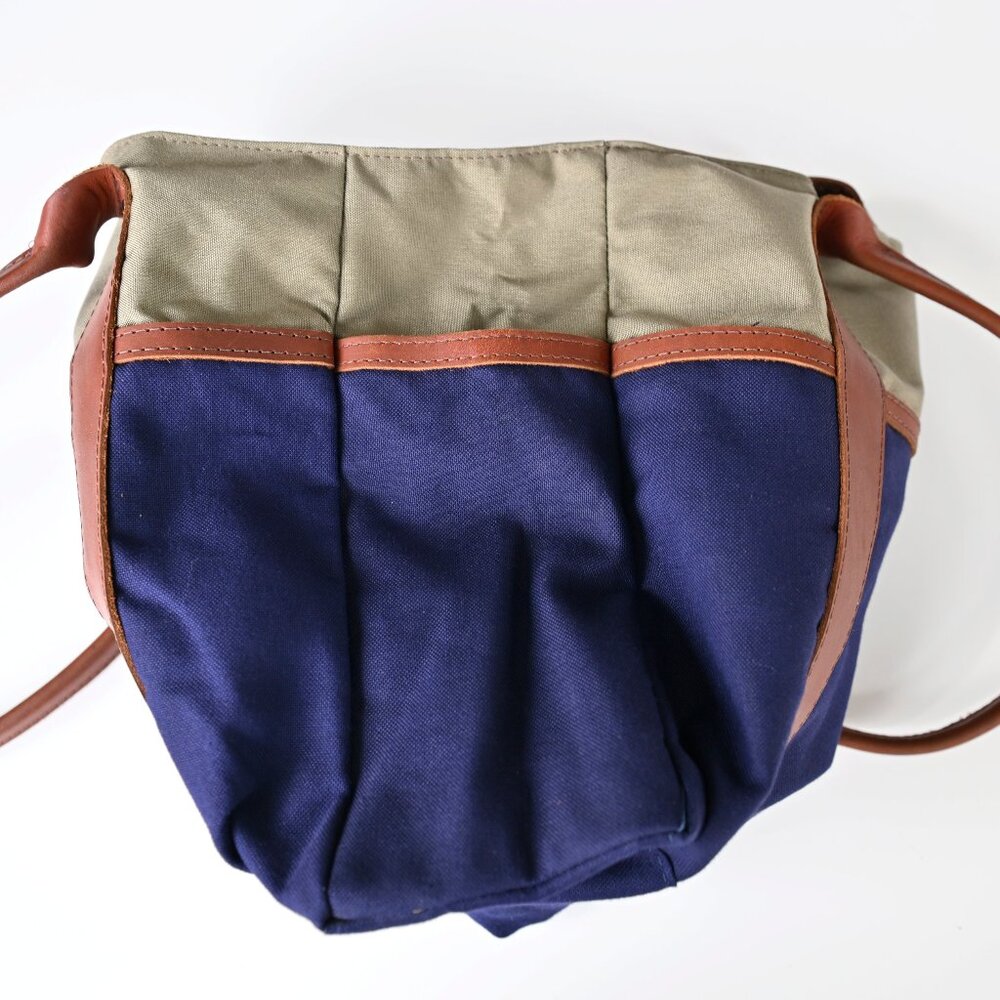Sword & Plough Signature Tote Bag Blue and Tan w/Leather Made In USA-Like New - Picture 14 of 16